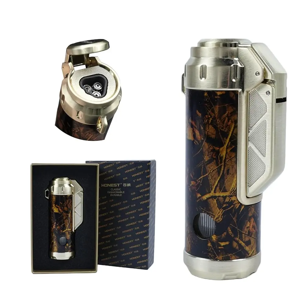 

Ailexpress Recommendation - Torch Lighter,Triple Jet Flame Refillable Windproof Adjustable Butane Gas Lighter with Punch for Can