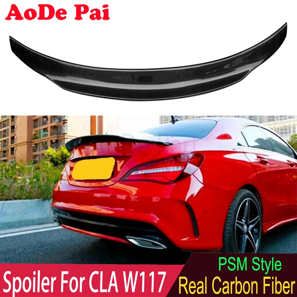 PSM Style Carbon Fiber Rear Boot Trunk Wings Wing Ducktail Spoiler For Mercedes CLA Class W117 C117 CLA180 CLA200 PSM Style