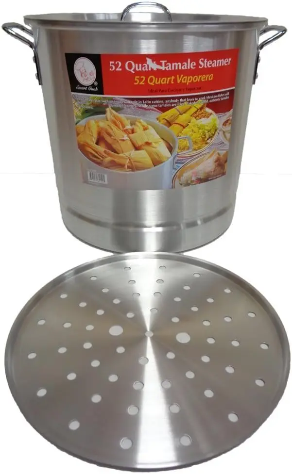 Tamale Steamer Vaporera Stock Pot Aluminum Tamale/Steamer 1 Set of 52 + 40 +32 + 24 +20 quart with steamer inserts and lids