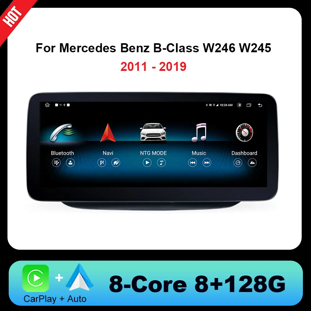 Car Raido Android 14 For Mercedes Benz B-Class W246 W245 2011 - 2019 GPS Navigation Multimedia Player Video System 4G WIFI IPS