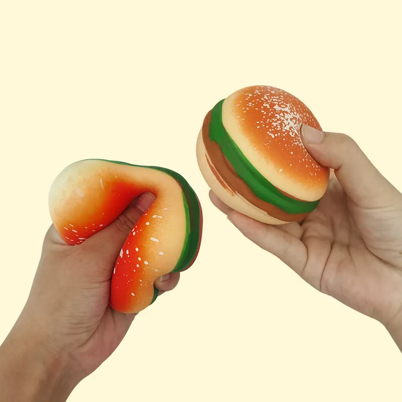 2Pcs Anti-Stress Toy Simulated Burger  Squeeze Fidget Toys Tpr Squishy Funny Stress Relief For Kids Adults Gift Prop J175