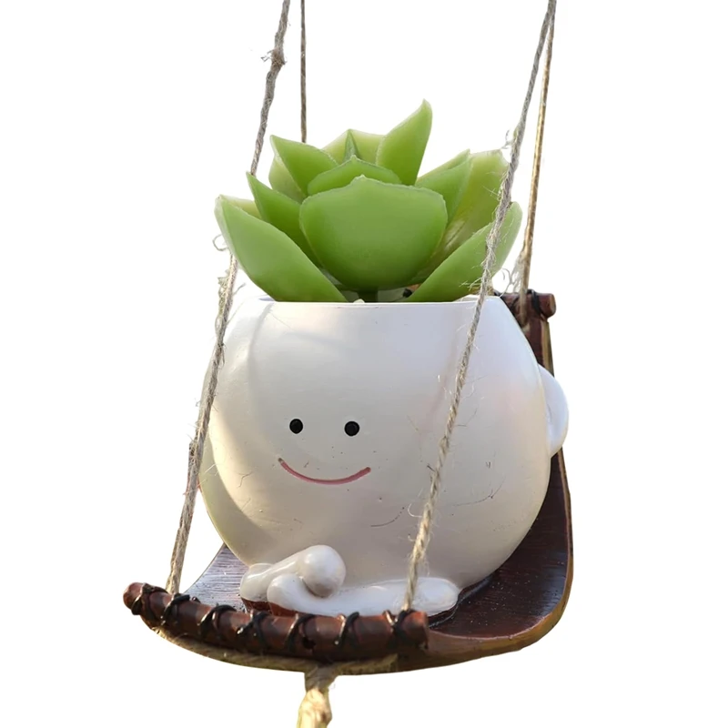 

Indoor Plant Hanging Hammock Flower Pot Indoor And Outdoor Swing Flower Pot Cute Resin Surface Flower Pot Durable