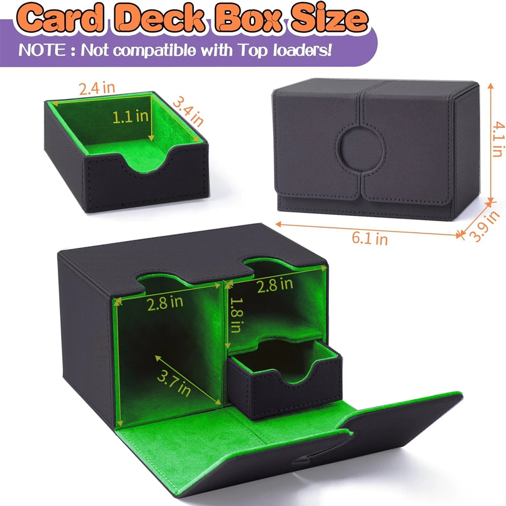 New Card Deck Storage Box Large Capacity TCG MTG Durable Baseball Card Board Games Holder Magic Commander Deck Box with Dice Tra