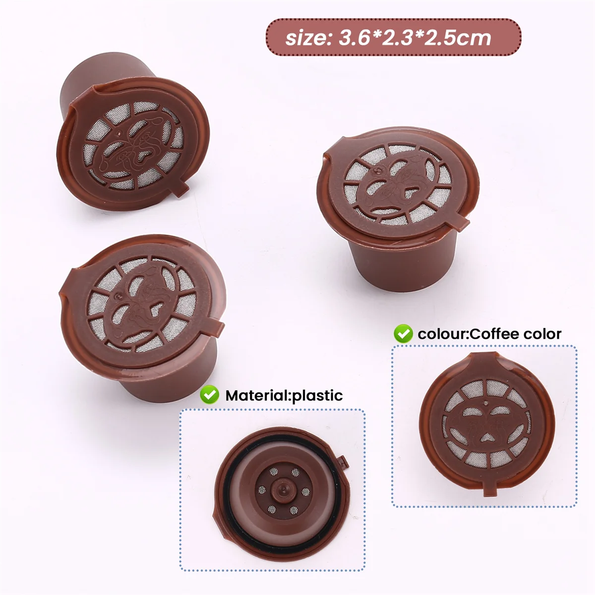5/Pcs Stainless Steel Filter Reusable Coffee Capsules for Machines(B)