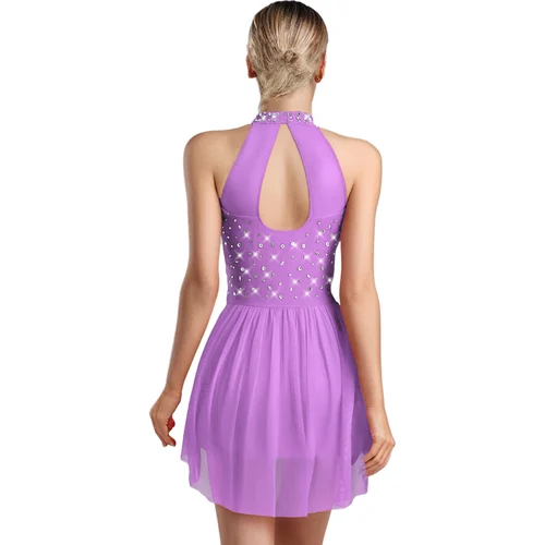 Imagen 2 del producto Jersey de Ballet artístico para patinaje artístico y gimnasia con lentejuelas para mujer, traje de baile de salón de vals, mono con flecos de Jazz latino lírico