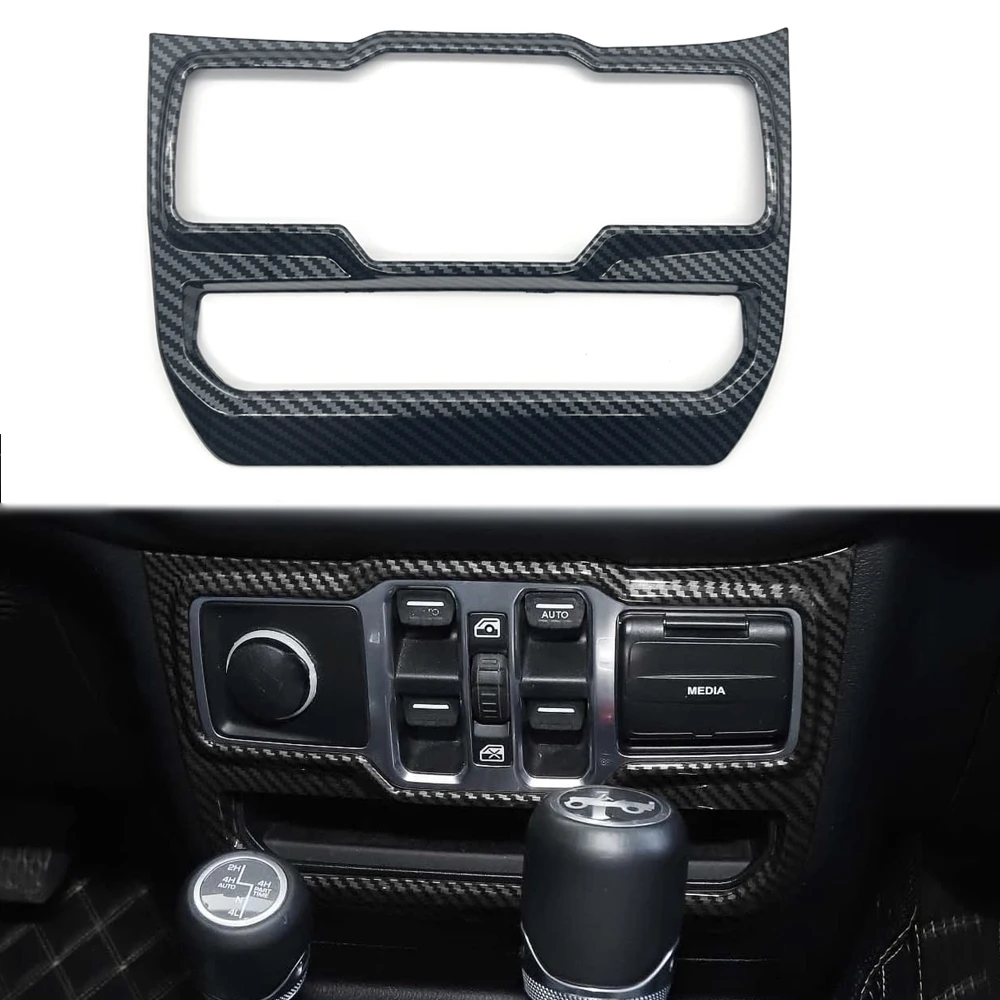 

For Jeep Wrangler JL JLU Gladiator JT 2018-2021 ABS Center Console Window Lift Control Switch Panel Trim Cover Sticker