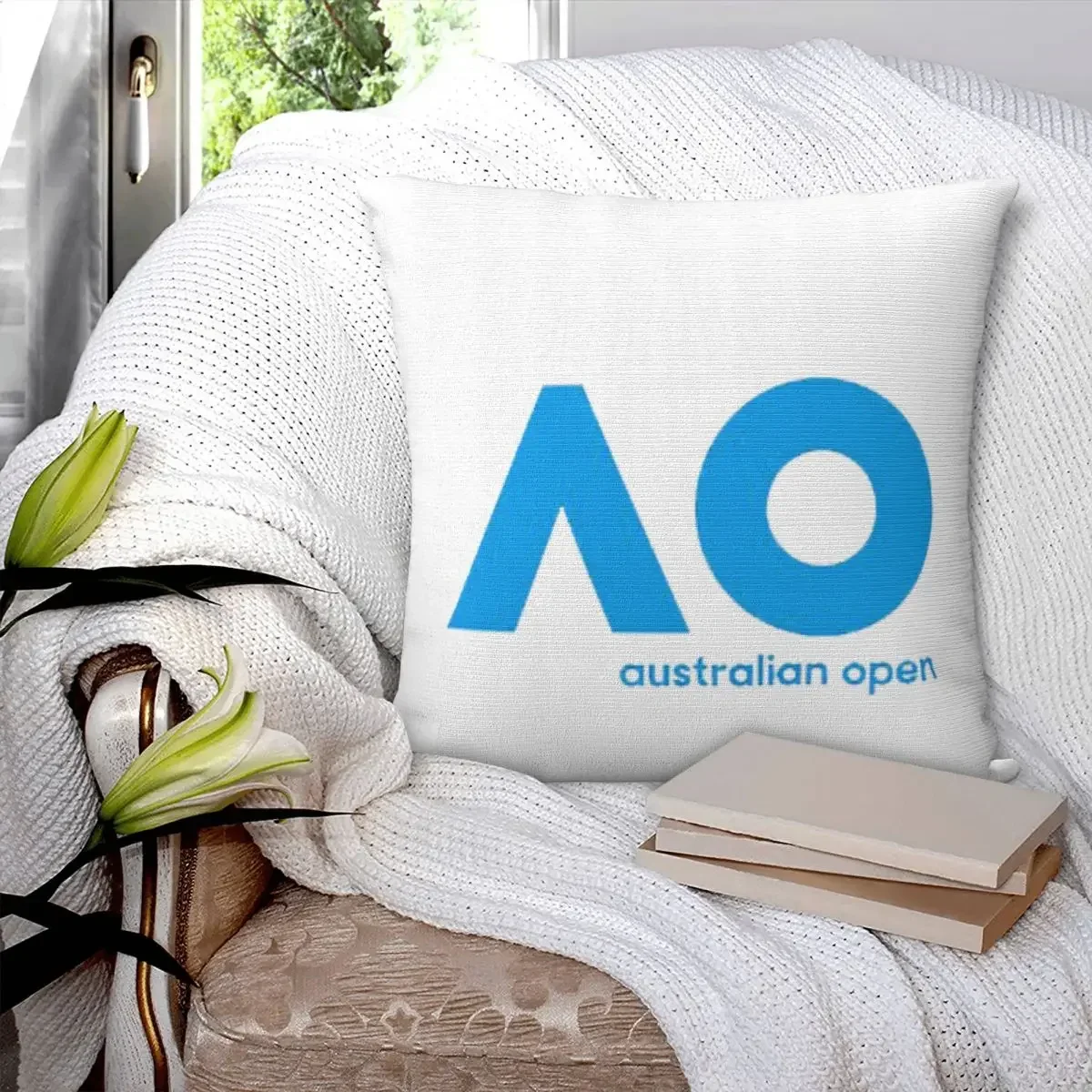 

Australian Open AO (Blue Version) Square Pillowcase Pillow Cover Polyester Decor Comfort Throw Pillow for Home Living Room