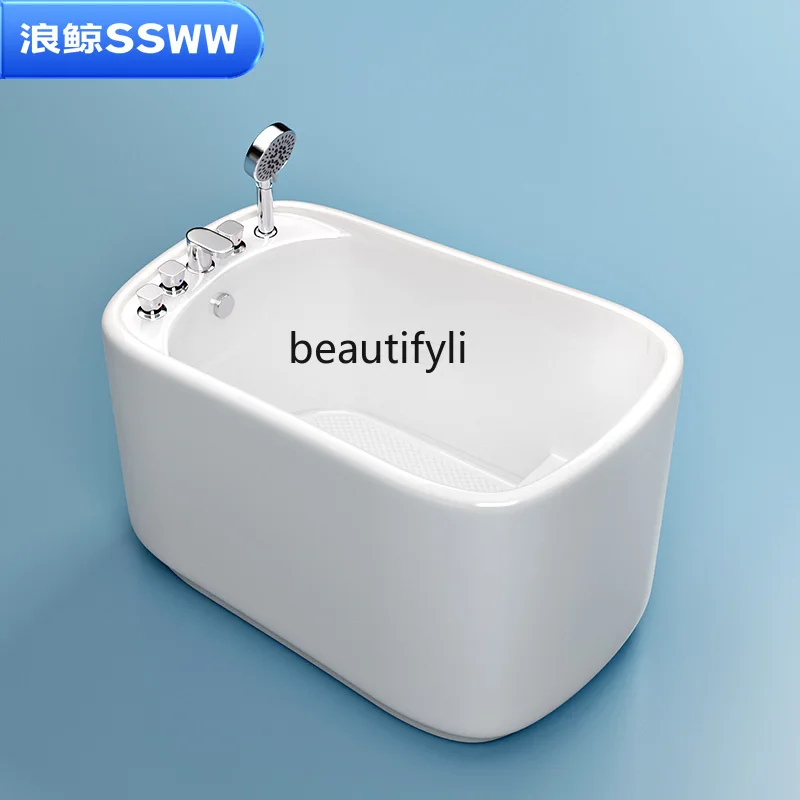 Bathroom Household Small Apartment Deep Bubble Bathtub Stand-Alone Mini Acrylic Japanese-Style Movable