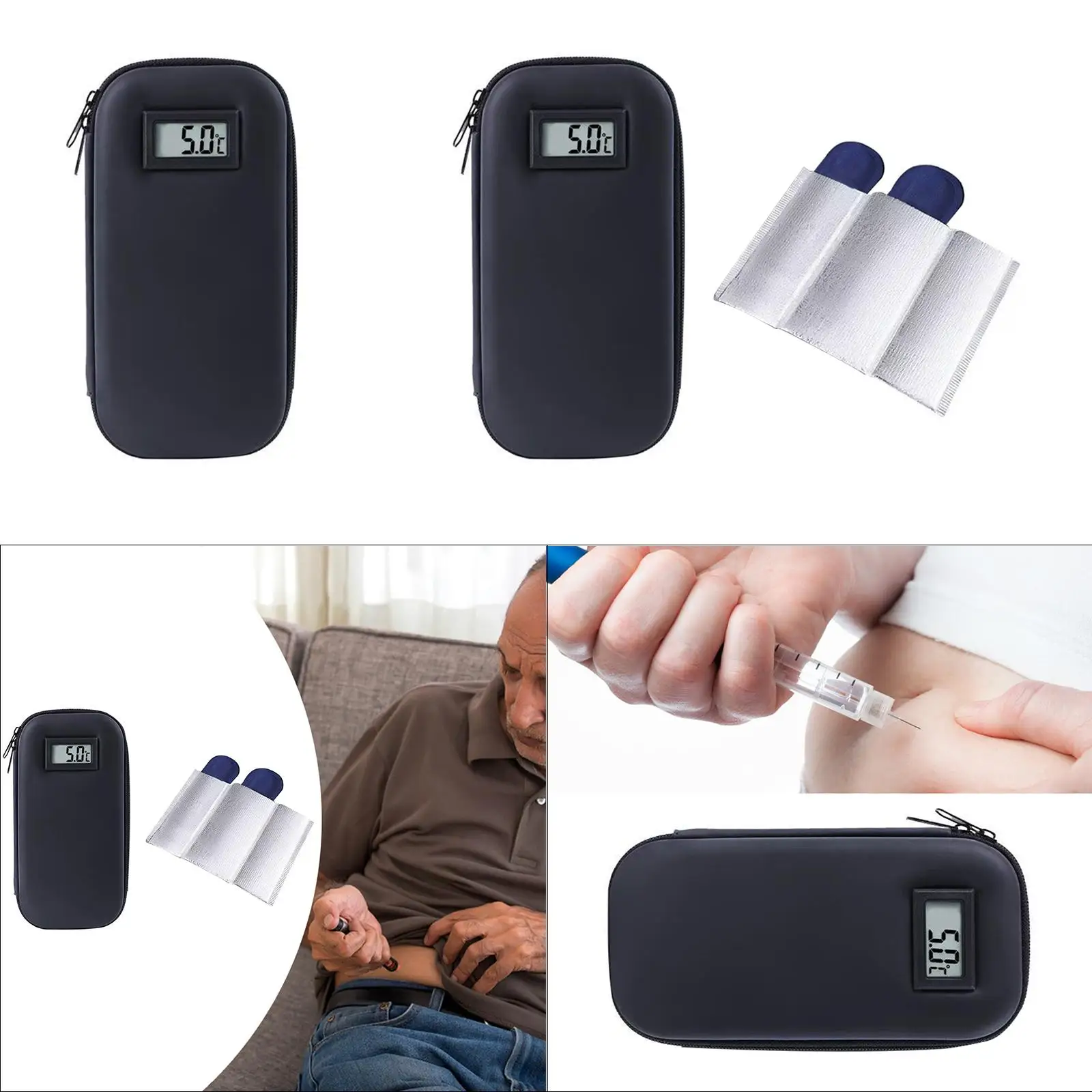 

Portable Insulin Cooler Case Black Accessory Refrigerated Insulin Organizer