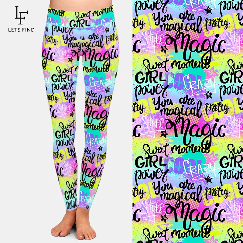 LETSFIND High Waist  Fitness Elastic Full Leggings New Fashion Style Graffiti Digital Printing Women Slim Leggings