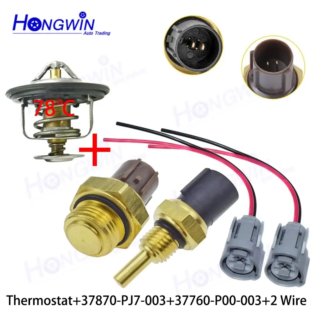 

37870-PJ7-003 37760-P00-003 Coolant Water Temp Fan Switch & Temperature Sensor & Thermostat For Honda Acura Pilot Odyssey Isuzu