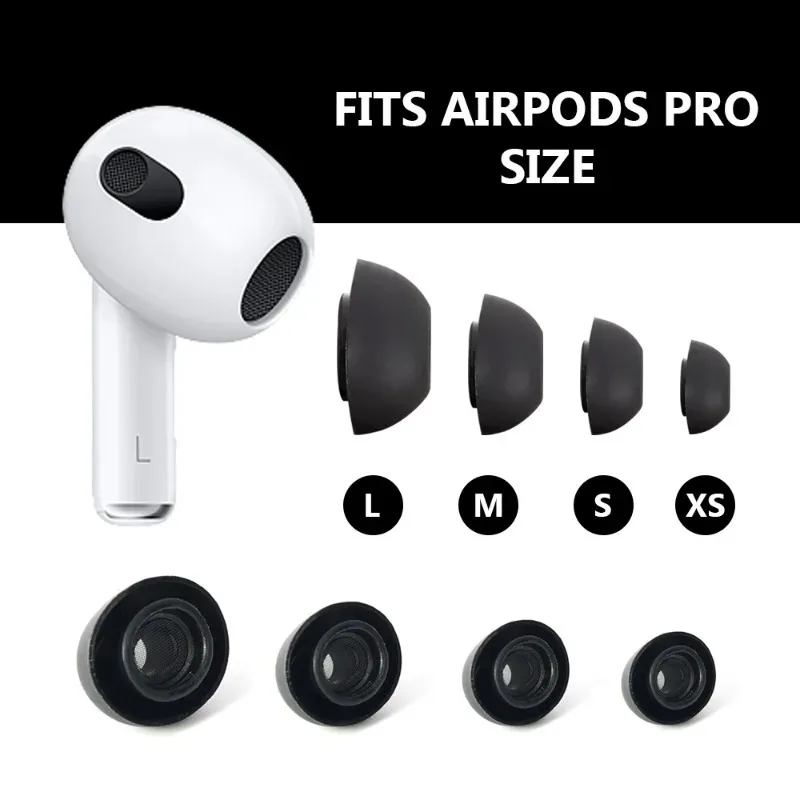 Tappi per le orecchie in-Ear di ricambio per Apple AirPods Pro 1st 2nd Protector per auricolari Soft Silicone Eartip auricolari Cap S/M/L nero