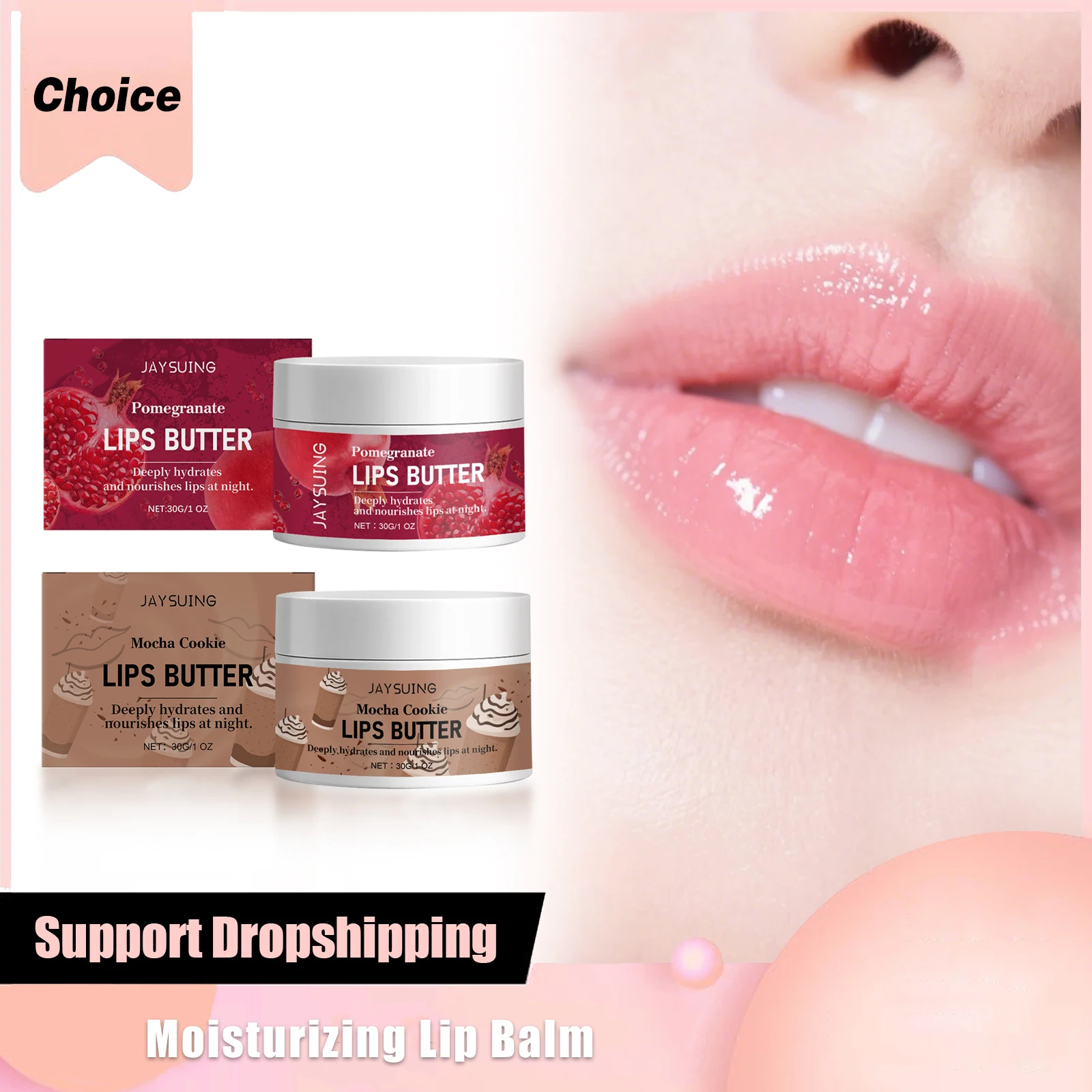 Lip Mask Overnight Moisturizing Lips Butter Balm with Hyaluronic Acid Smooth Lips Lines Anti-Cracking Exfoliating Dry Lips Care