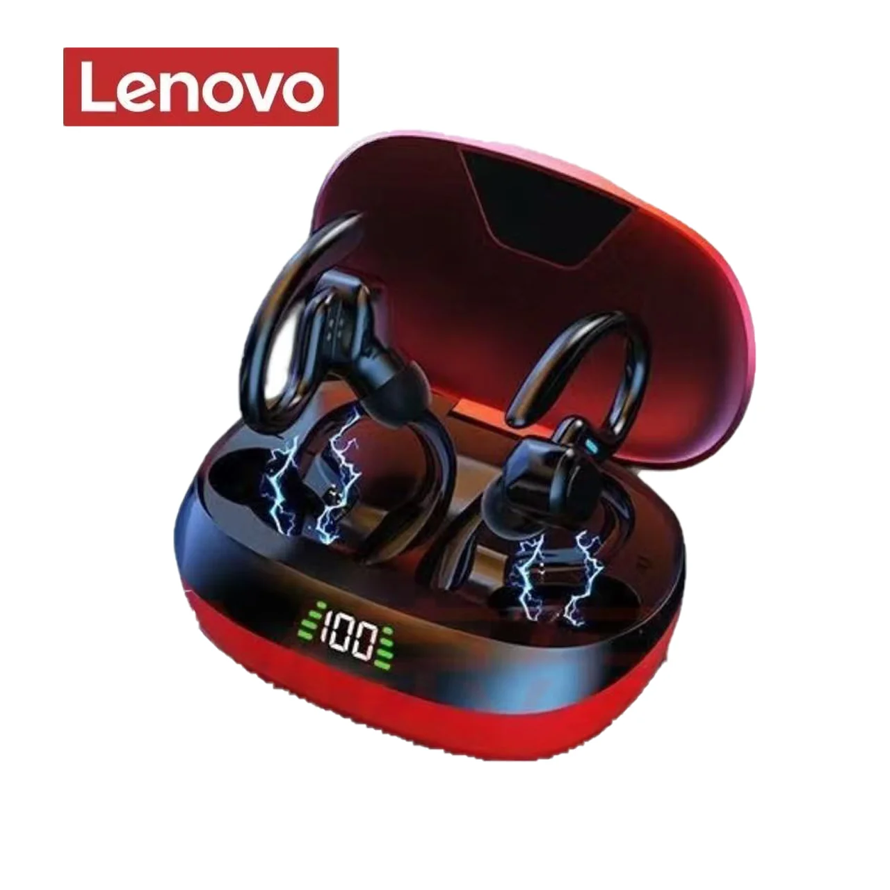 سماعات أذن لينوفو اللاسلكية الرياضية بلوتوث 5.3 مع ميكروفون لإلغاء الضوضاء 75H HiFi ستيريو فوق الأذن برعم شاشة LED #1