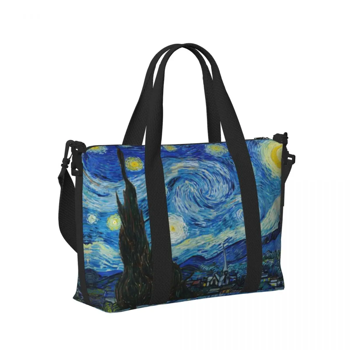 Borsa tote da spiaggia personalizzata Vincent Van Gogh con notte stellata da donna, palestra extra large, borse per la spesa da viaggio con pittura a olio