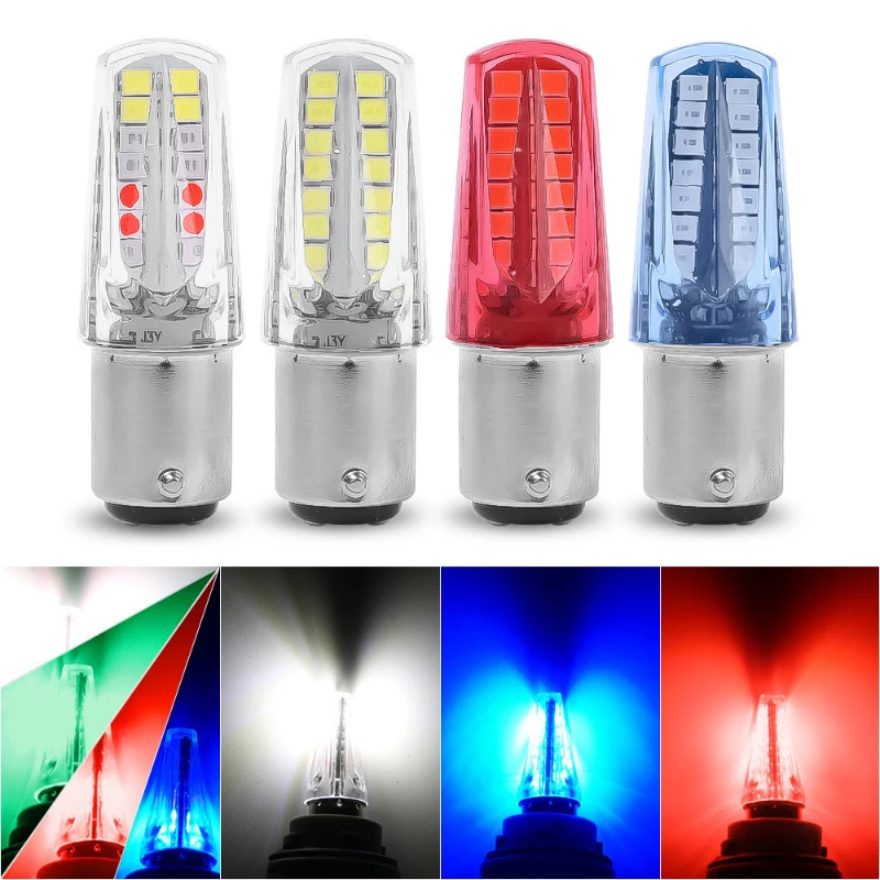 Bombilla LED para coche, lámpara estroboscópica que fluye, señal de giro, luz de freno, lámpara de advertencia, impermeable, 12V, 1157, 2835, 32SMD, 1 ud.