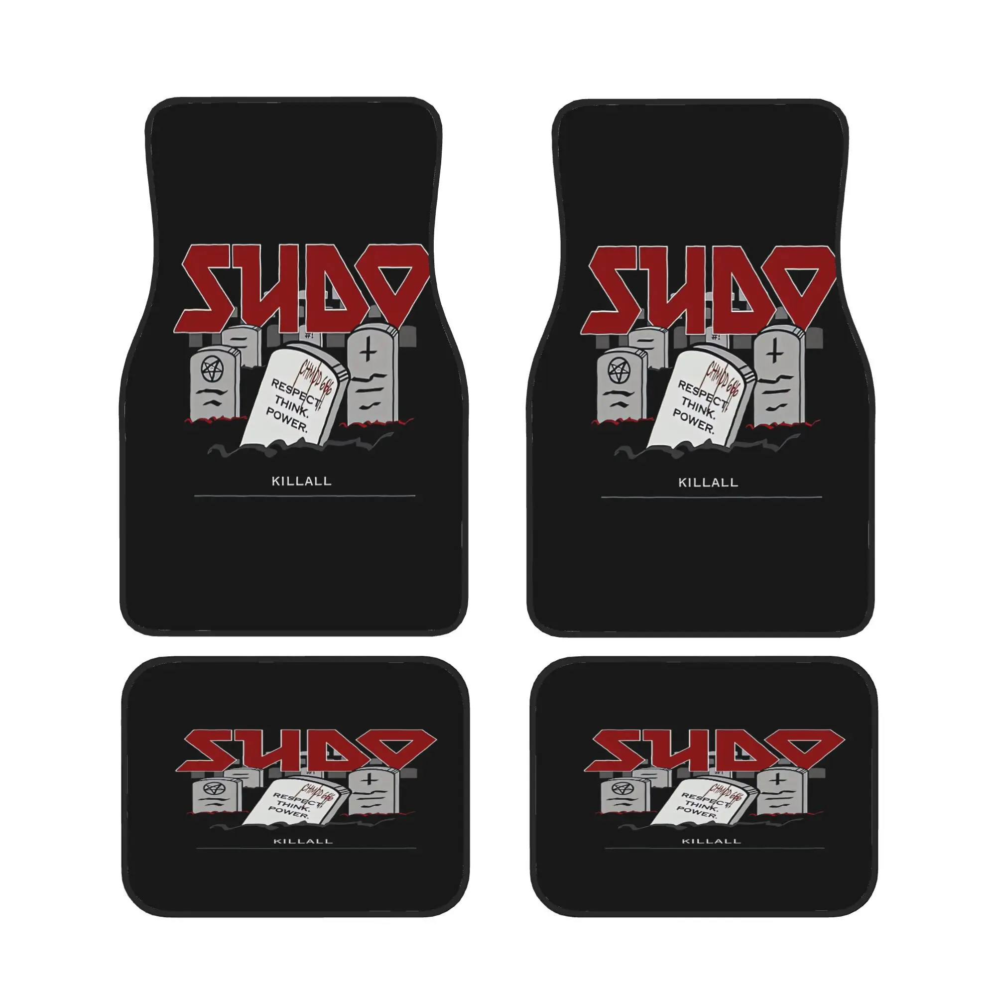 Four Piece Sudo Heavy Metal Sysadmin Theme Floor Mat Set, Simple And Elegant Design, Enhances Car Cabin Appearance, Works Well W