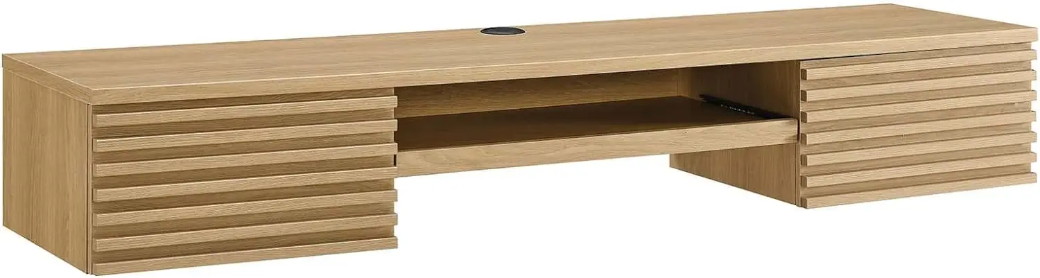 Render Mid- Modern, Wall Mount Office Desk, Oak