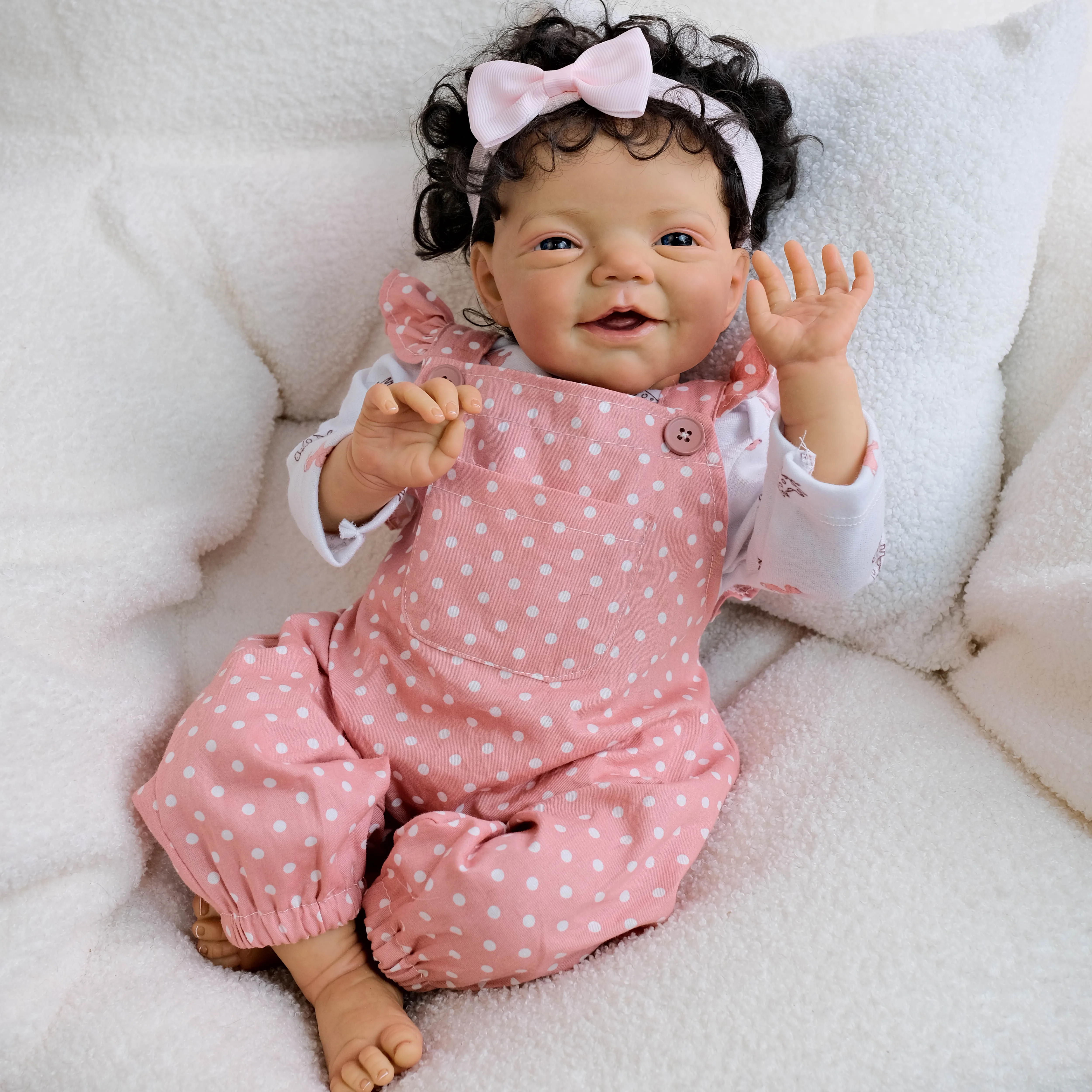 20-calowa, już pomalowana, gotowa lalka Reborn, realistyczna, miękka w dotyku, ciemna karnacja, widoczna żywość, 1 sprzedana