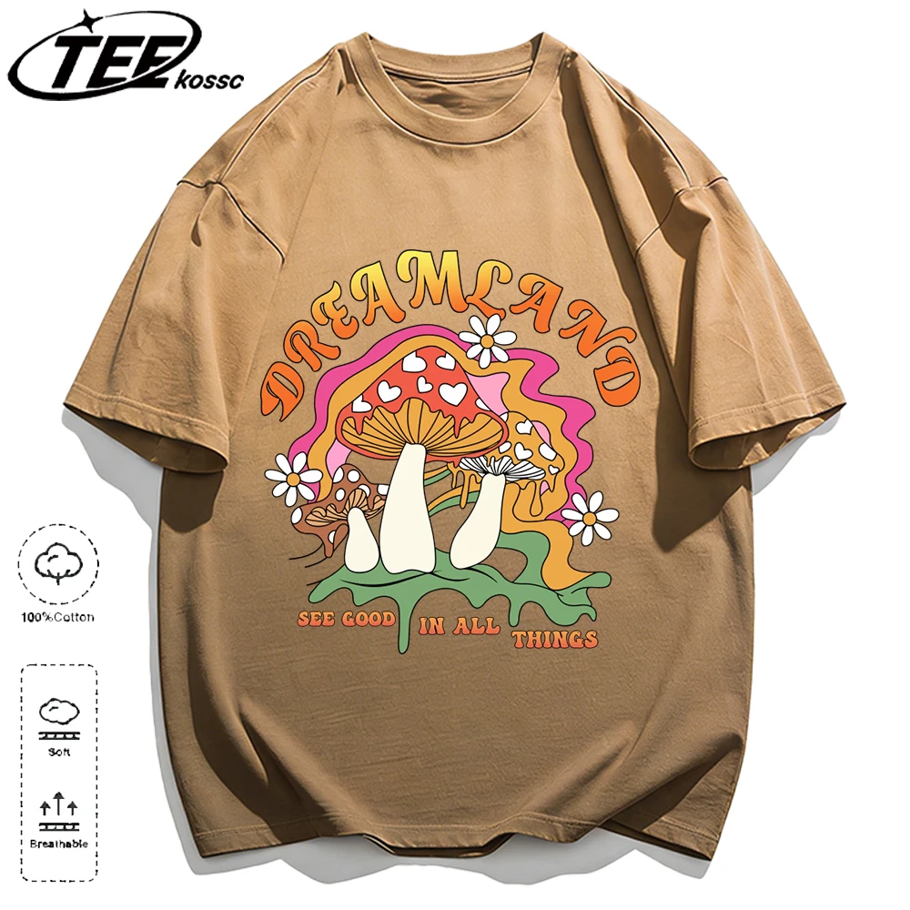 

Interesting Mushrooms Prints Tie-Dye T-Shirt For Men Summer T Shirts Breathable Soft Cotton Short Sleeve Unisex Loose Clothing