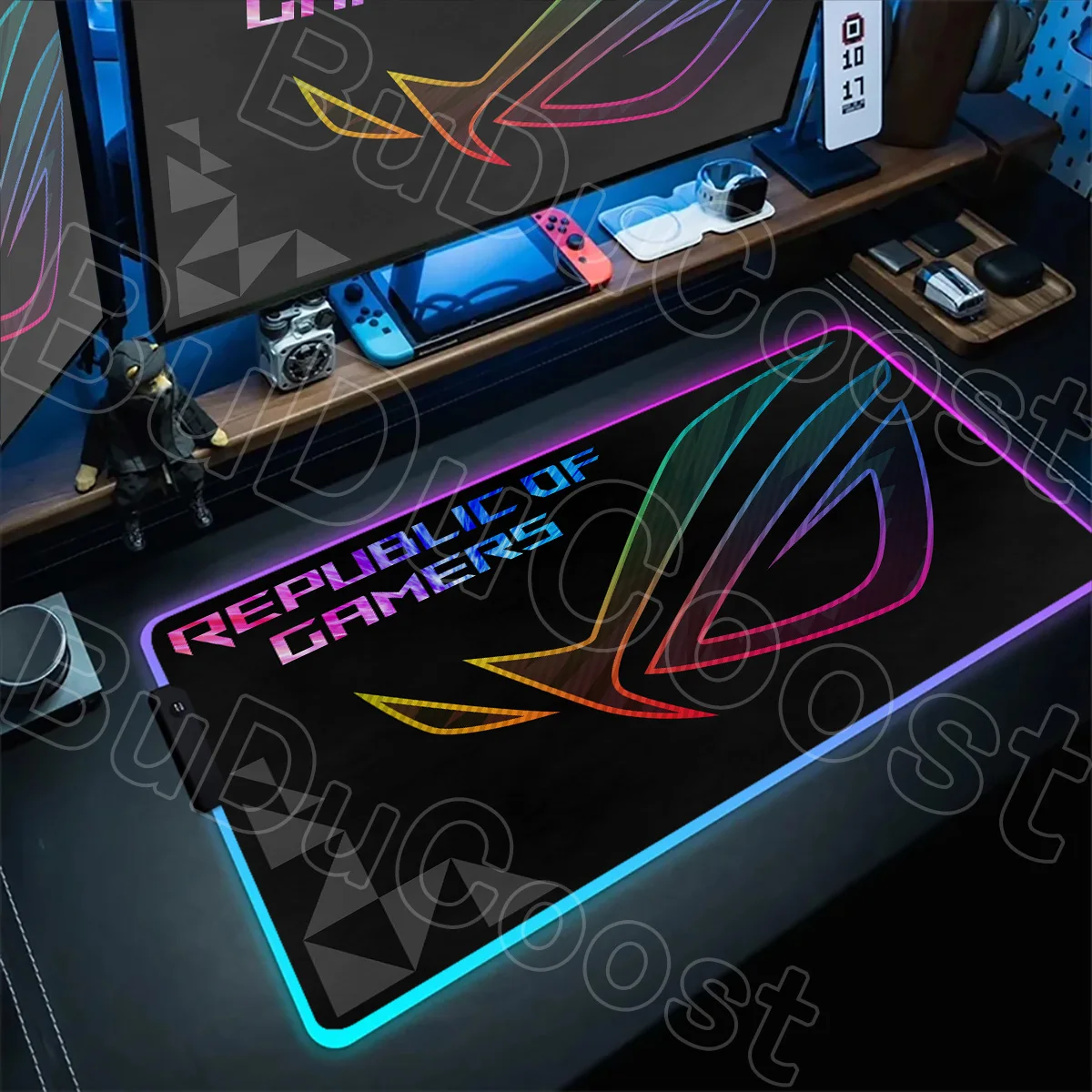 

Cool Colorful LED Keyboard Carpet Asus Rog Mousepad XXL Black rgb Deskmat Gaming Mause Mat Anime Carpet Laptop Setup Accessories
