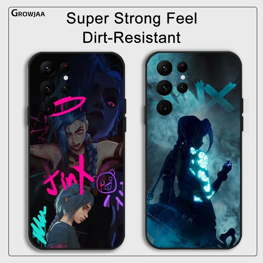 

Arcane J-Jinx Anime Phone Case for Samsung Galaxy S24 Ultra S22 S23 Ultra S21 S20 5G Protective Silicone TPU Funda