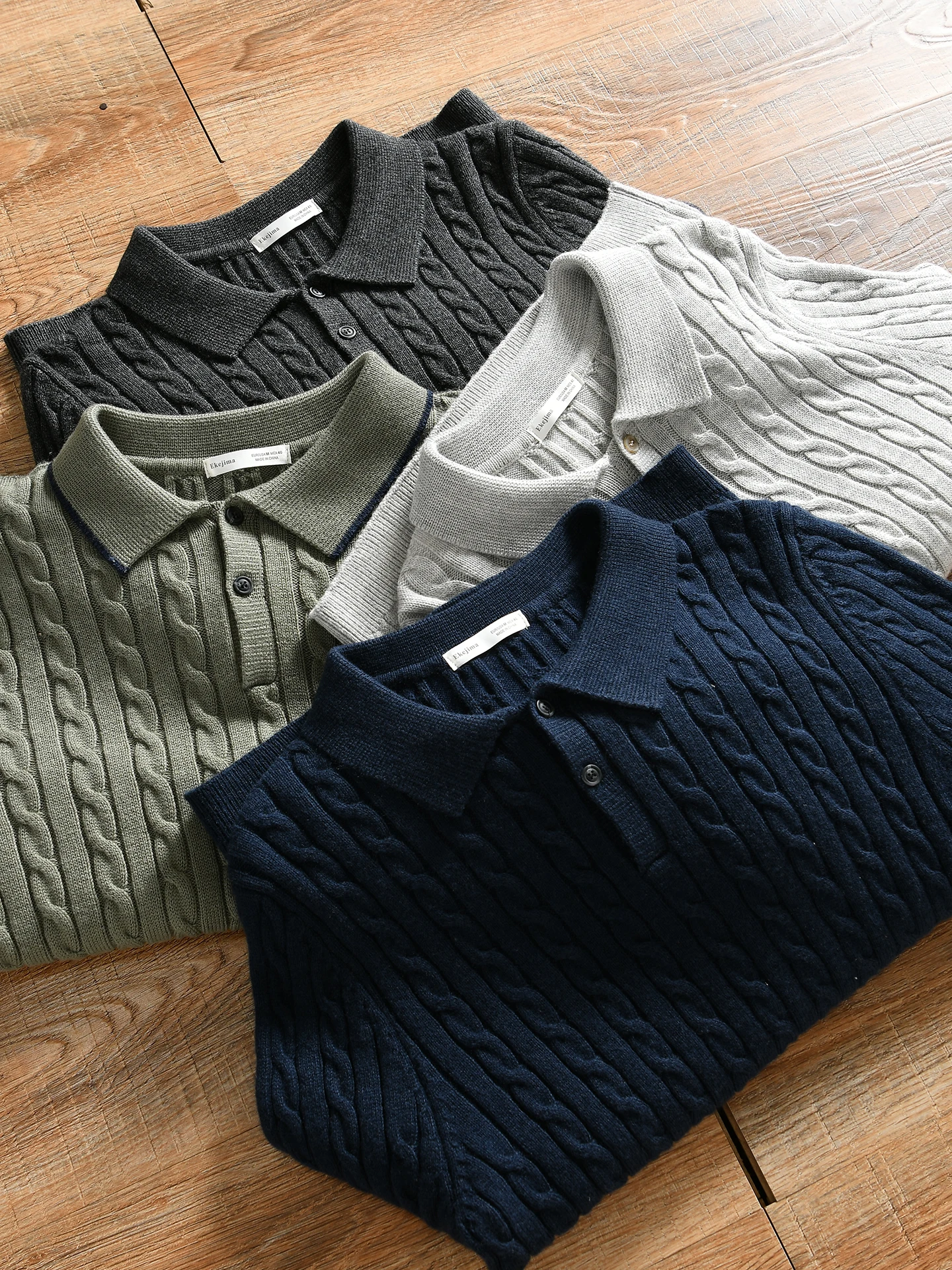 Italian Luxury 80 Wool Men's Casual  Color Collared Knitwear Soft Warm Breathable Winter Fashion Basic Youth Male Sweater