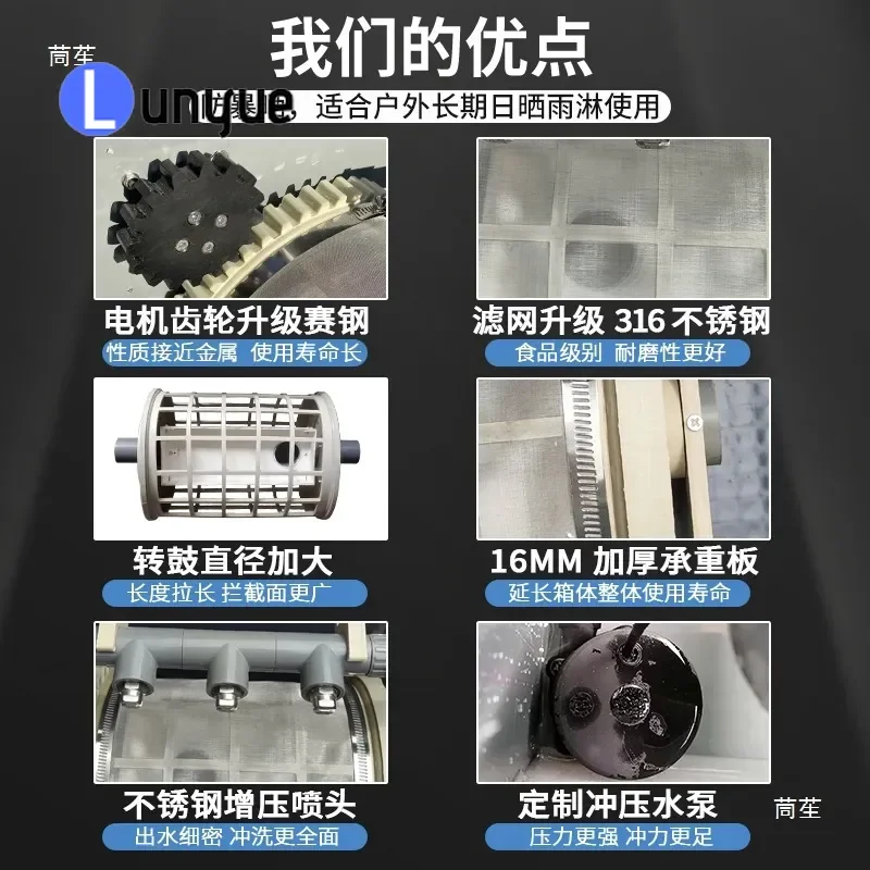 Automatic Backwashing Drum Filter for Koi Fish Pond Small Micro Water Circulation System Box Equipment High Efficiency