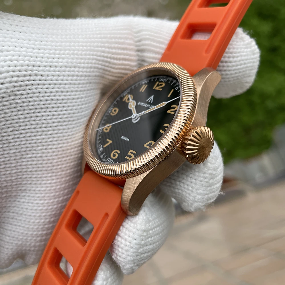 STEELFLIER Official SF741S Bronze Threaded Bezel Pilot Swiss Retro Luminous 20Bar Waterproof VH31 Movement Luxury Quartz Watch