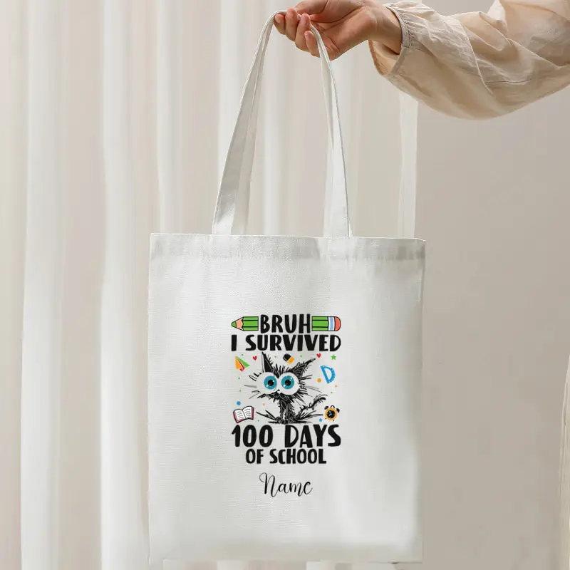 Canvas Tote Bag Personalized Customized Large Capacity Multifunctional Shoulder Shopping Bag Teacher/Student Back-to-School Gift