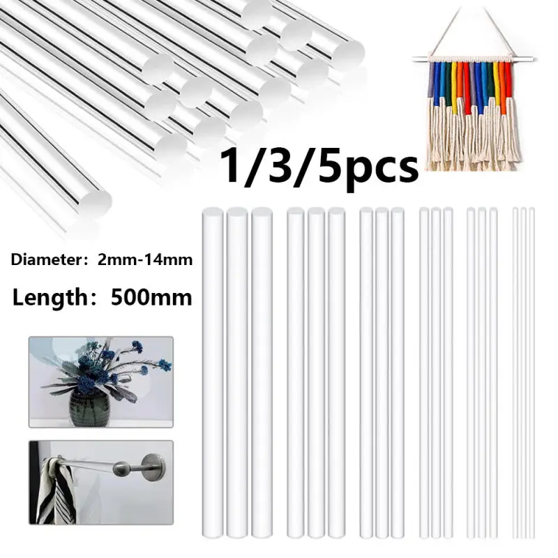 1/3/5PCS Clear Acrylic Rod 2/3/4/5/6/8/10/12/14mm Dia x 500mm Length - DIY Craft Architectural Model Transparents Plastic Rods