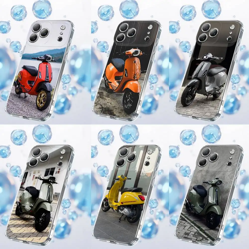 

Bike V-Vespa Scooter Moto Phone Case For iPhone 17,16,15,14,13,12,11 Plus,Pro,Max,Plus,E,SE4,Air,Mini Transparent