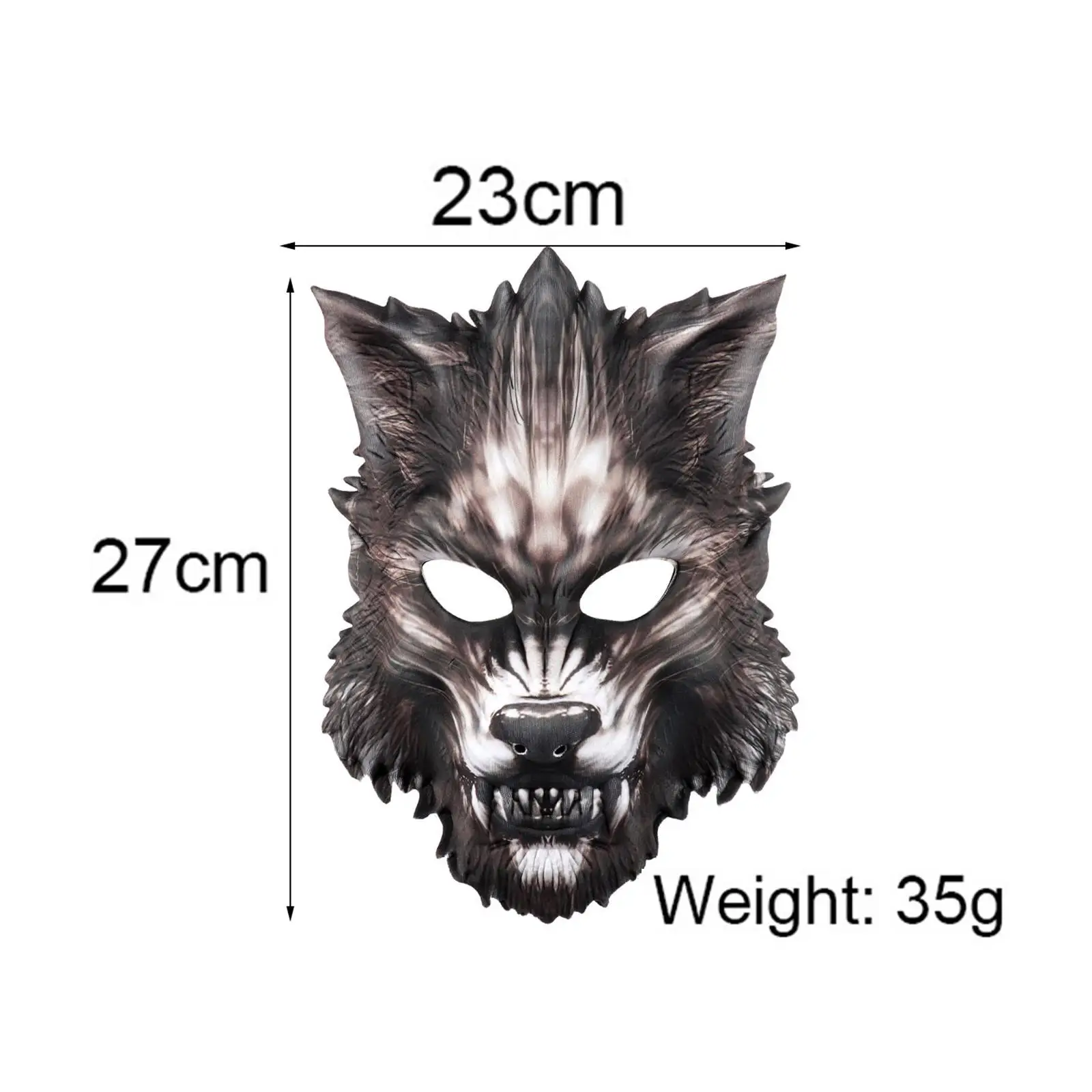 Maschera di lupo di Halloween, mezza faccia di animale EVA spaventoso per spettacoli notturni in costume da uomo Aldult