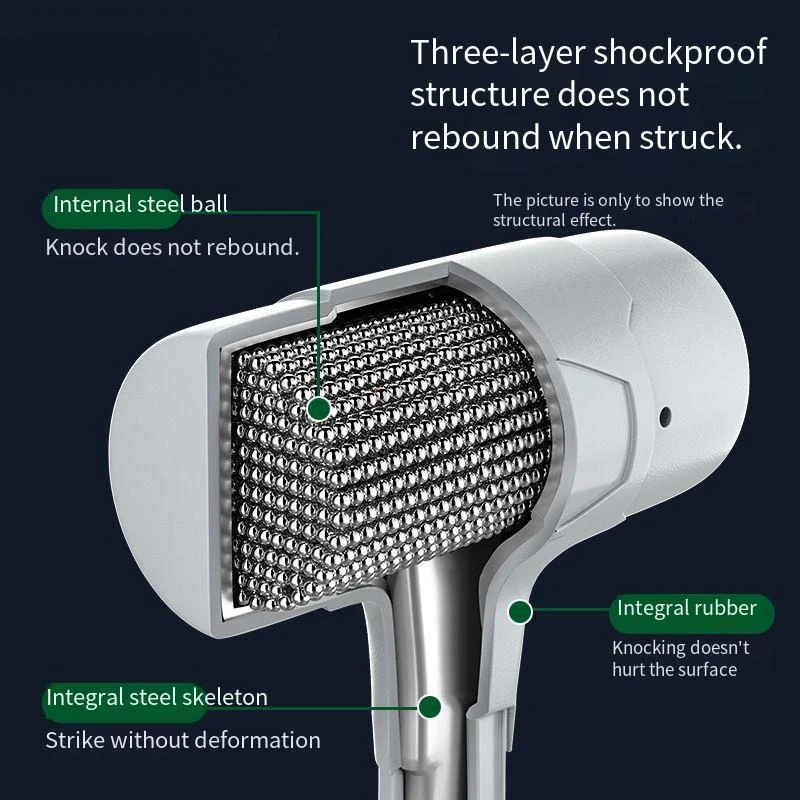 Professional Anti-Vibration Rubber Hammer - 3-Layer Shockproof Design, Non-slip TPR Coated Handle Suitable for Multi-scene Work