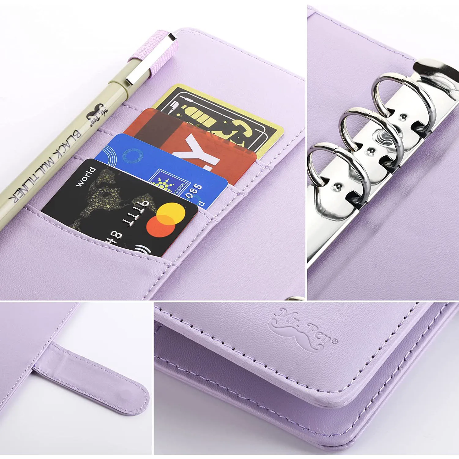 A6 Budget Binder Notebook Cash Envelopes System Set Binder Pockets PU Leather Money Budget Saving Bill Organizer Accessories