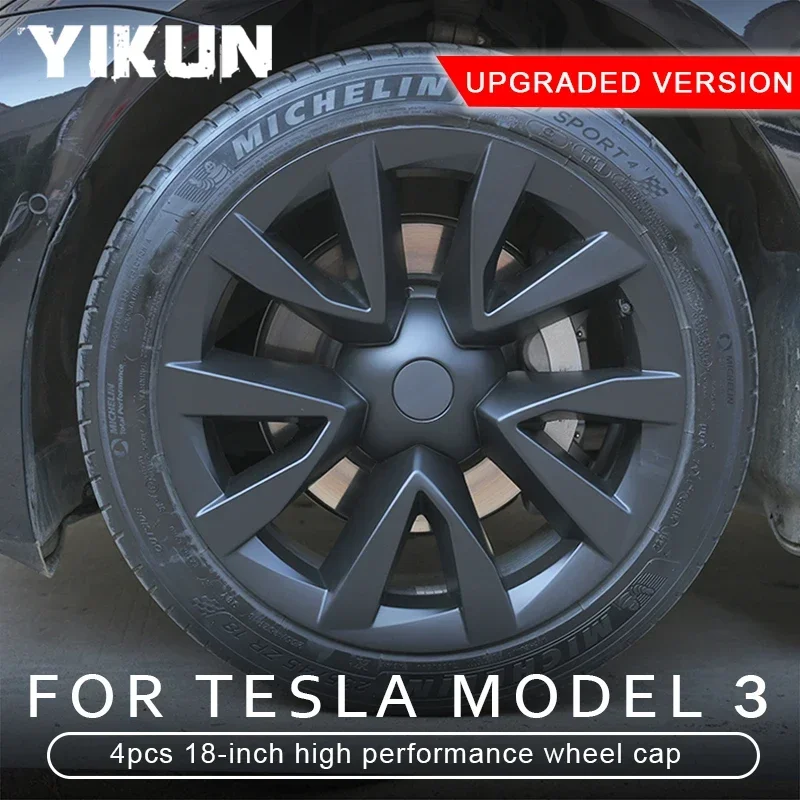 4PCS HubCap for Tesla Model 3 Wheel Cover 18 Inch Hub Cap 2018-2023 Full Rim Protector Cover Performance Wheel Cap Accessories