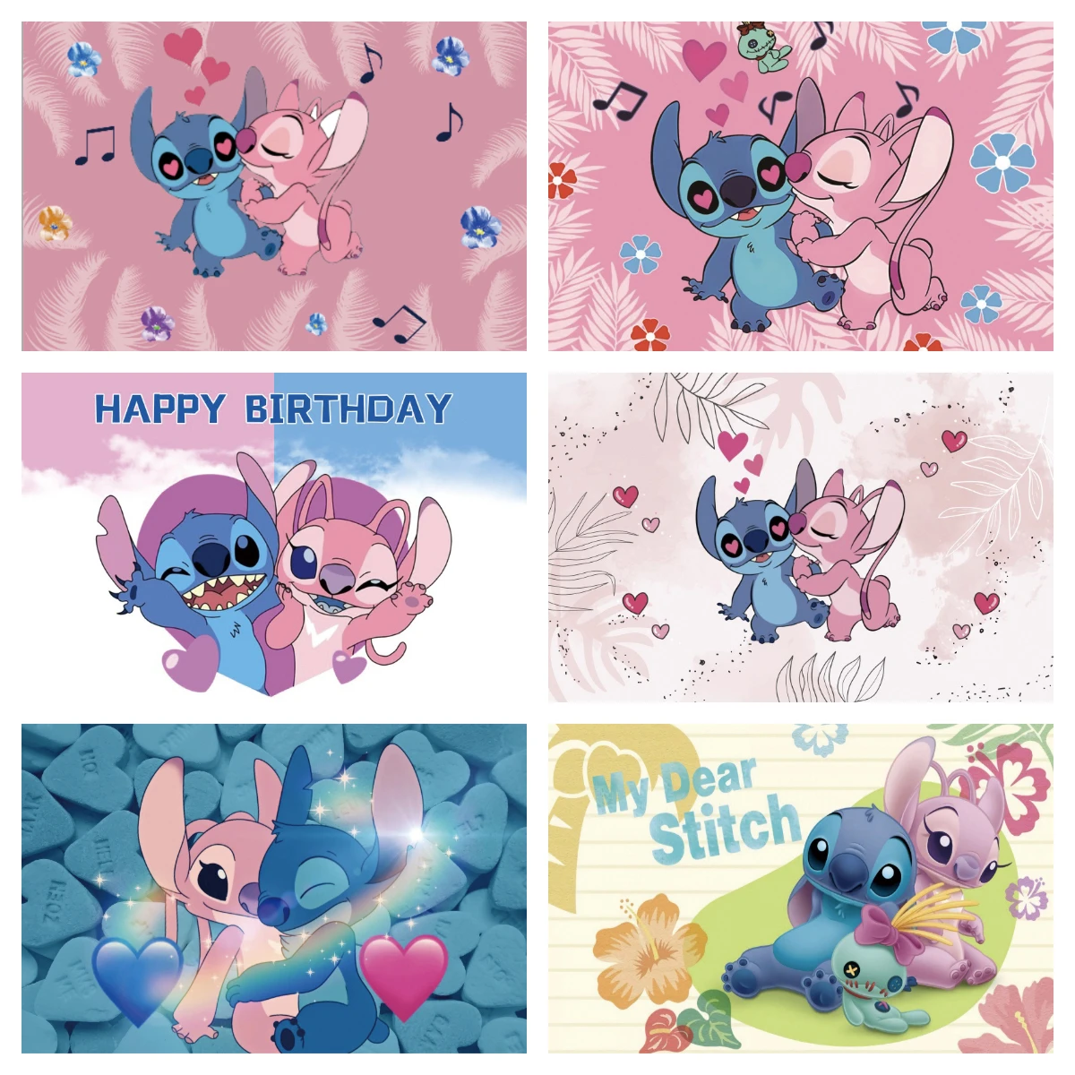 Lilo & Stitch Angel Photo Backdrop, Fotografia Backdrop, Baby Shower, Birthday Party Decoration, Adereços Suprimentos, Poster Banner