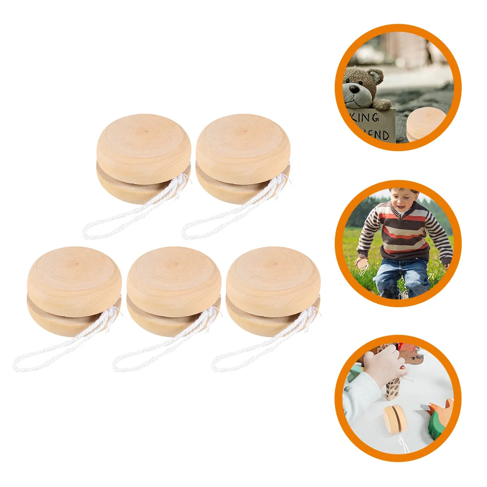 

5 Pcs Yoyo Ball Spinners Painting Balls Graffiti Yo-yo DIY Toys Cognitive Playthings Wooden Drawing Gift