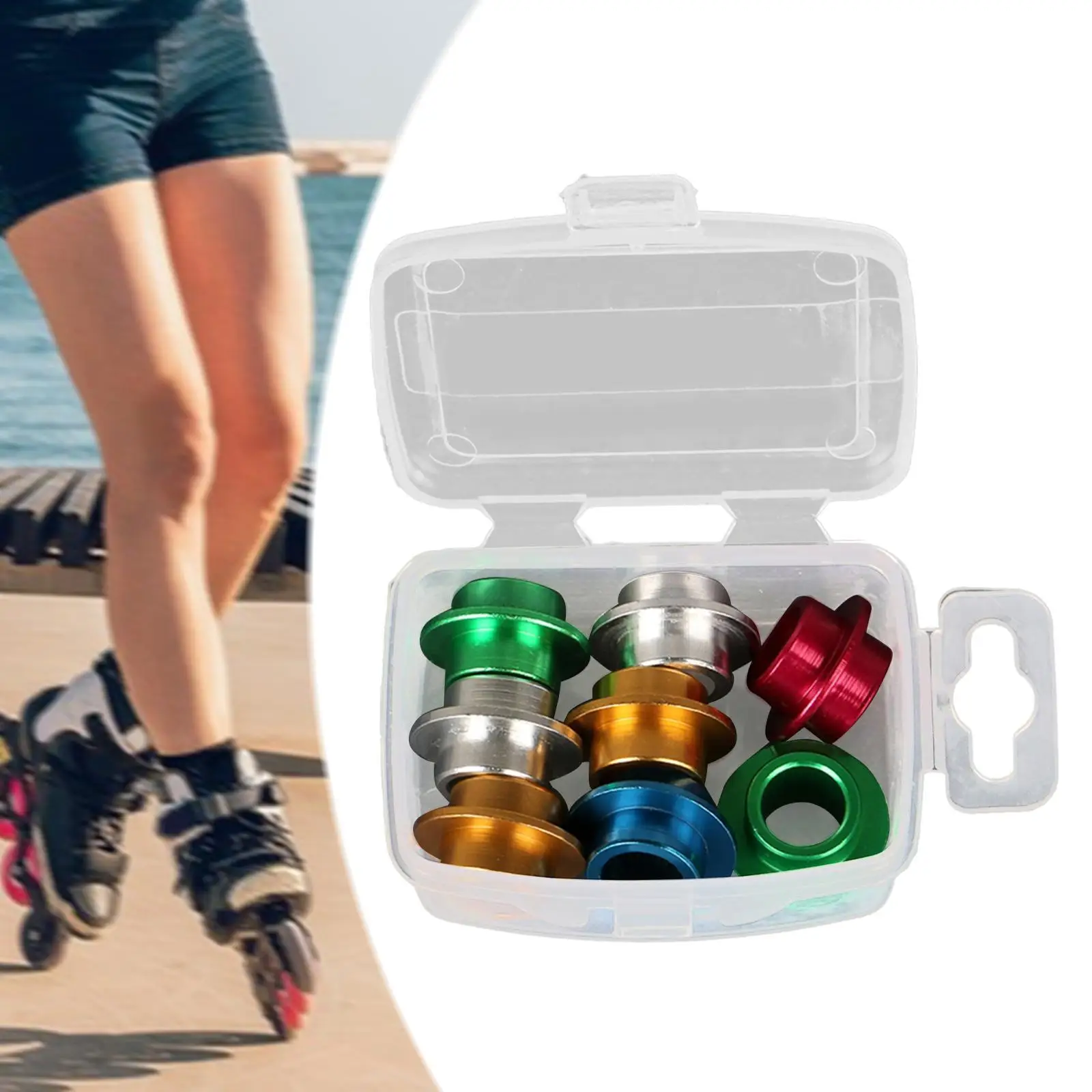 2x8 pçs espaçadores de rolamento de skate inline espaçadores de eixo peças portáteis acessórios para esportes ao ar livre skate inline feminino skate