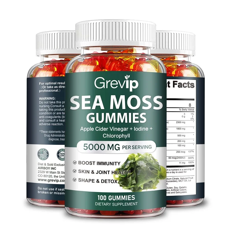 Sea Moss Gummies 5000mg - Supports Thyroid Health Anti-aging Antioxidant Improve Immunity Detox Beauty Health