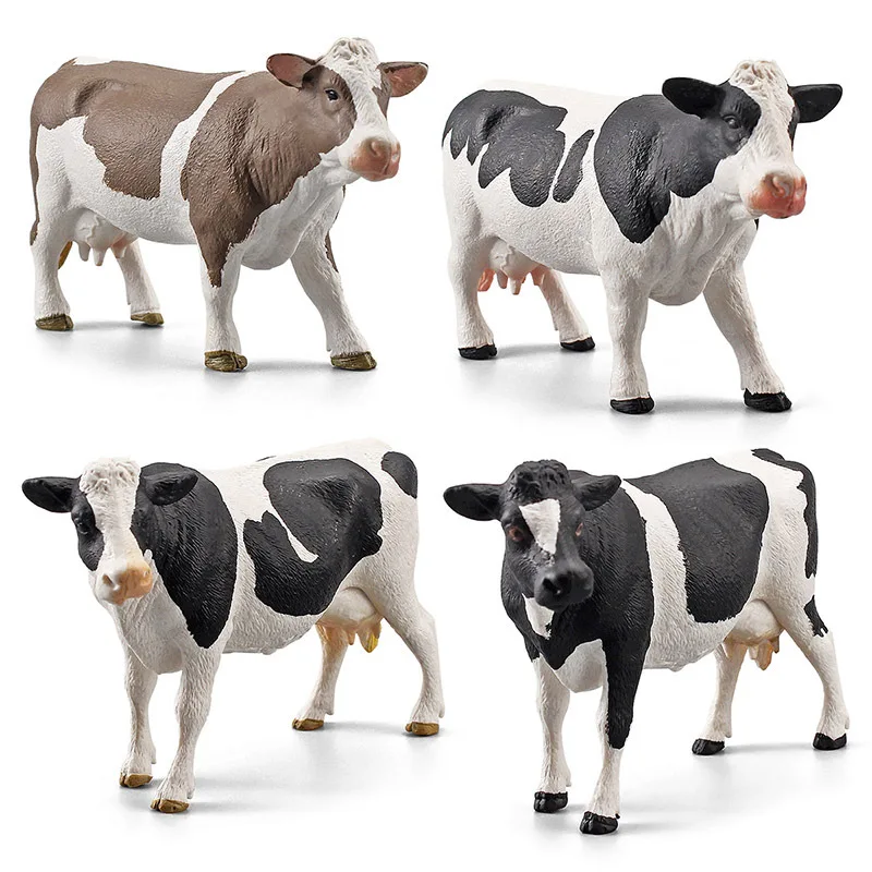 Simulation Animals Figurines Solid Cow Action Figures Farm Pasture Models Fun Toys Gifts for Kids Children Educational Toys