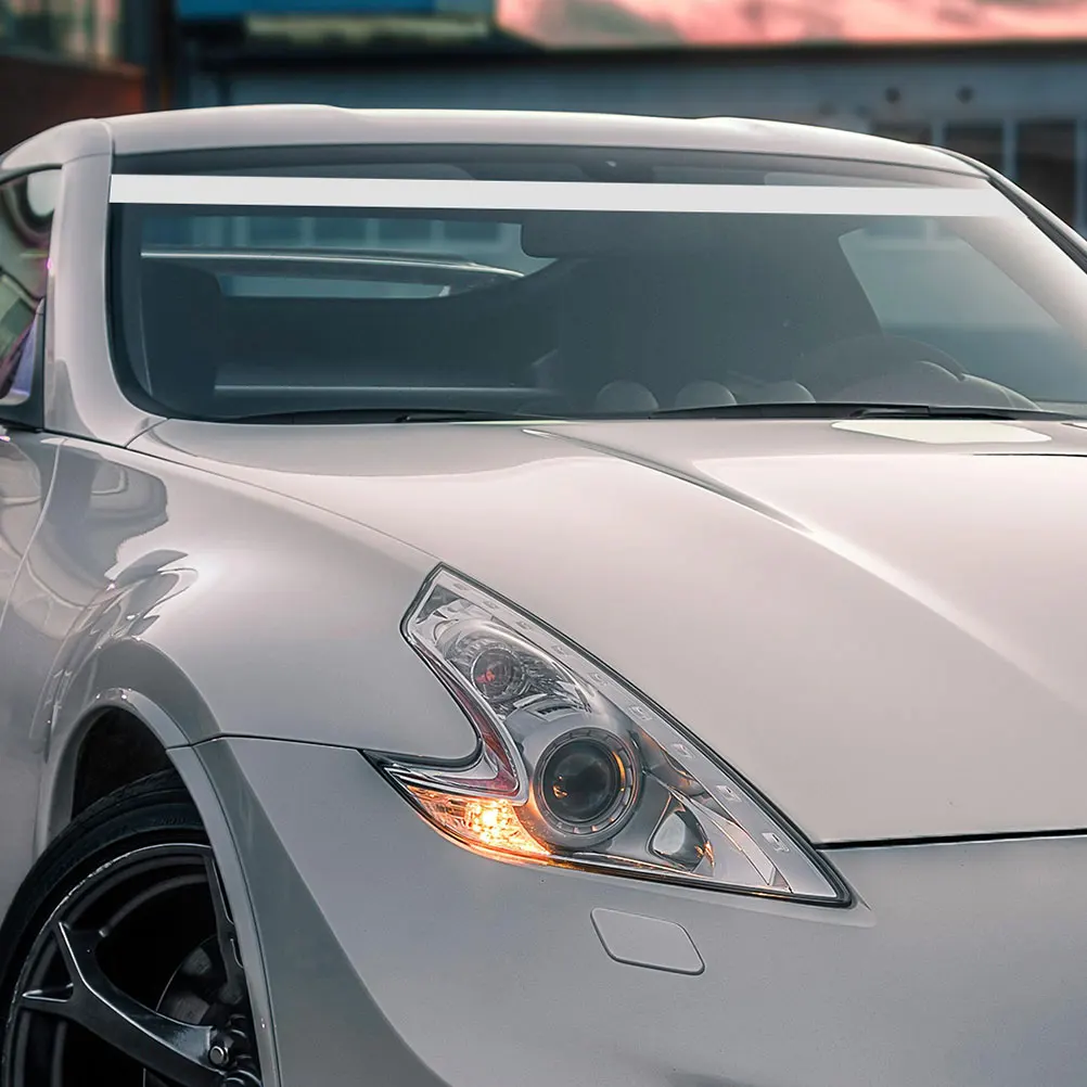 

2 Rolls Stickers Glass Sunshade Car Front Window Visor Strip Full Coverage Windscreen Auto Windshield White