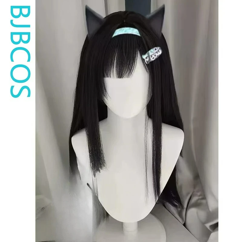 [Styled Wig]Mint Cosplay Wig Game Anime Women 100CM Black Grey Mixed Hair Mint Cosplay Wig Carnival Halloween Party Role Play