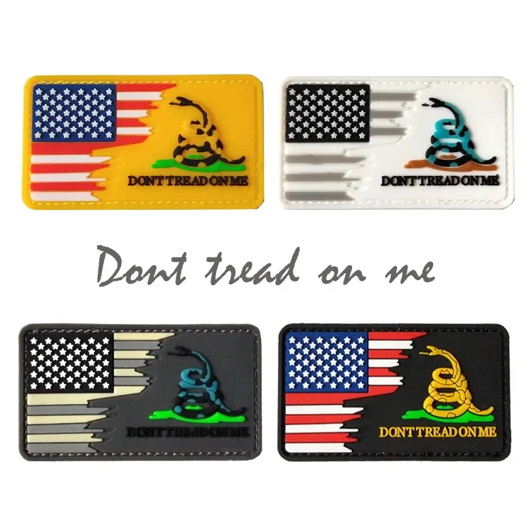 DTOM Embroidery Patch Don\'t Tread on Me Morale Badge Viper Alert Strip Hook Loop Sticker American Tactical Patch for Combat Suit