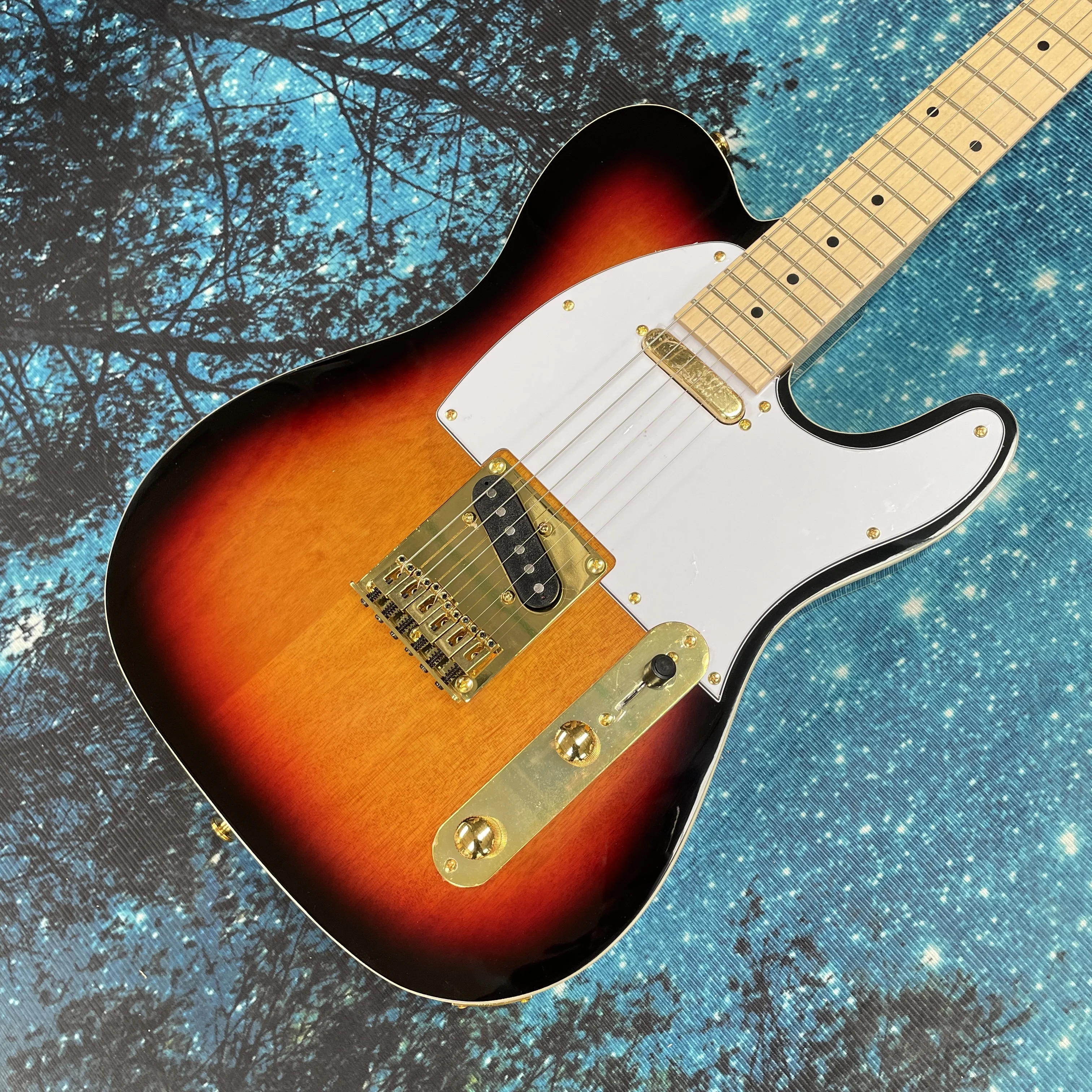 

6-String Electric Guitar, Sunset Gradient Gold Hardware, Maple Fingerboard Guitars, Single Pickup Beginner Electric Guitarra