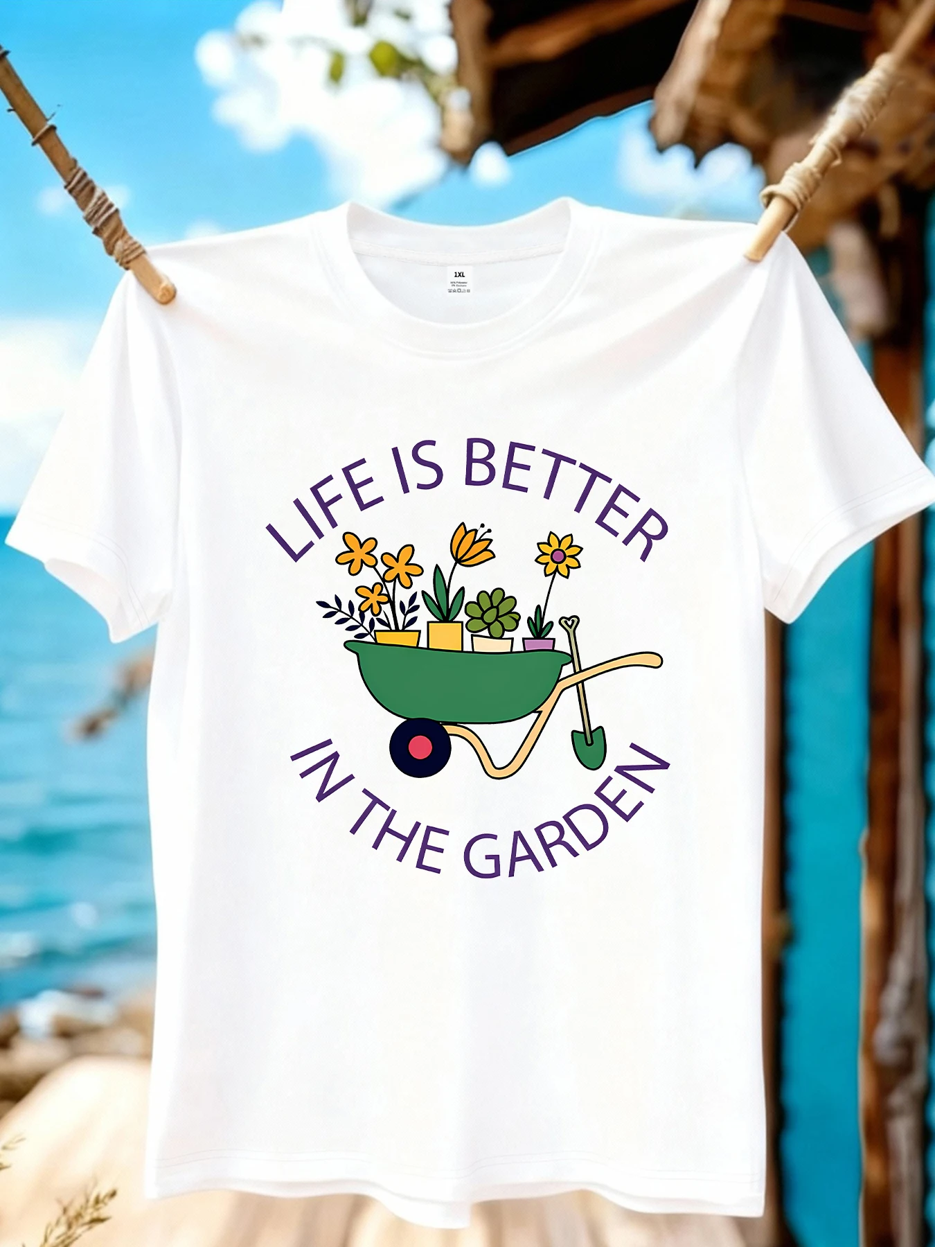 

【WZM10975】Garden print plus size women's round neck summer casual short sleeved street fashion versatile plus size T-shirt