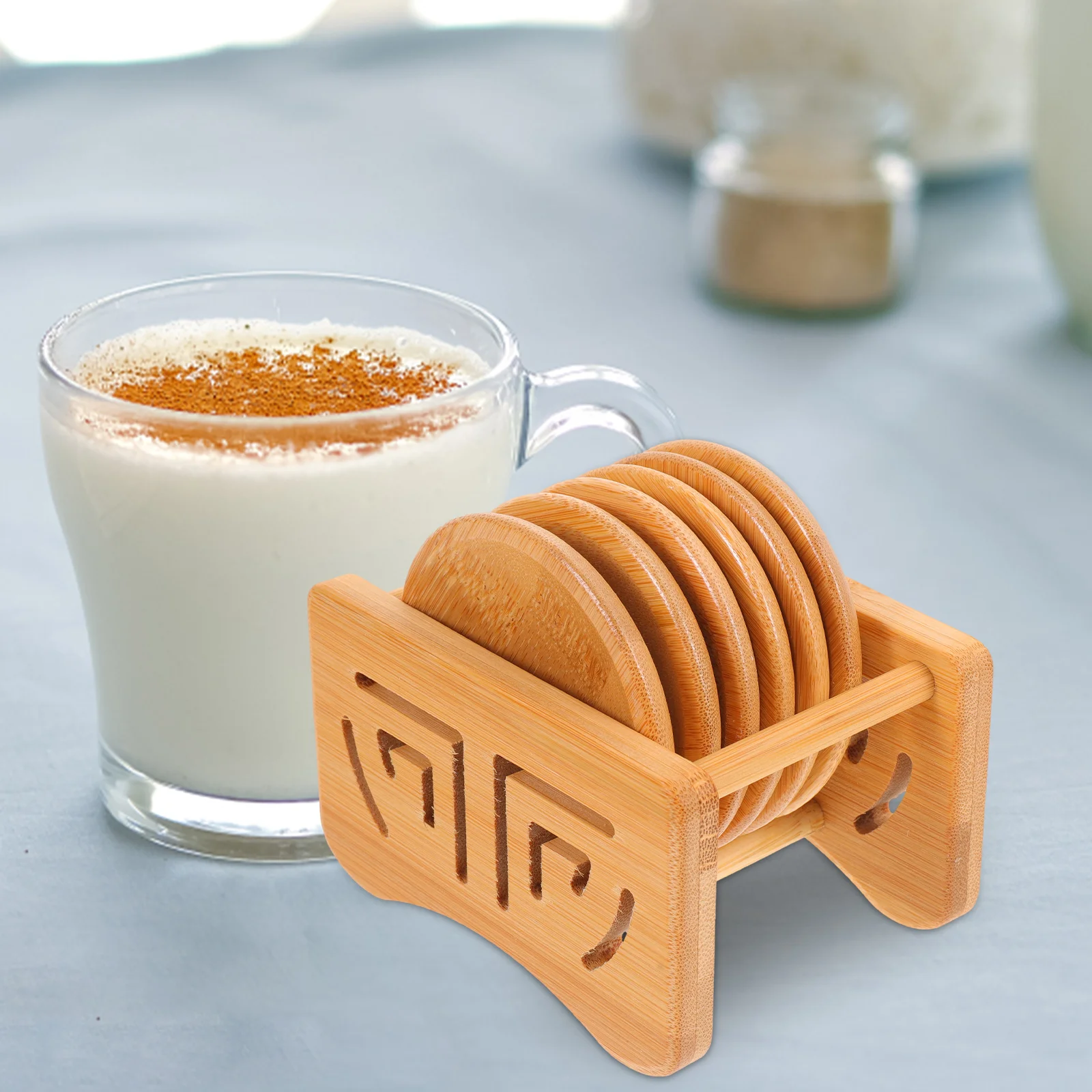 

Round Cup Holder Coasters Heat Home Hot Pads for Table Insulation Bamboo Mat Insulated Tea