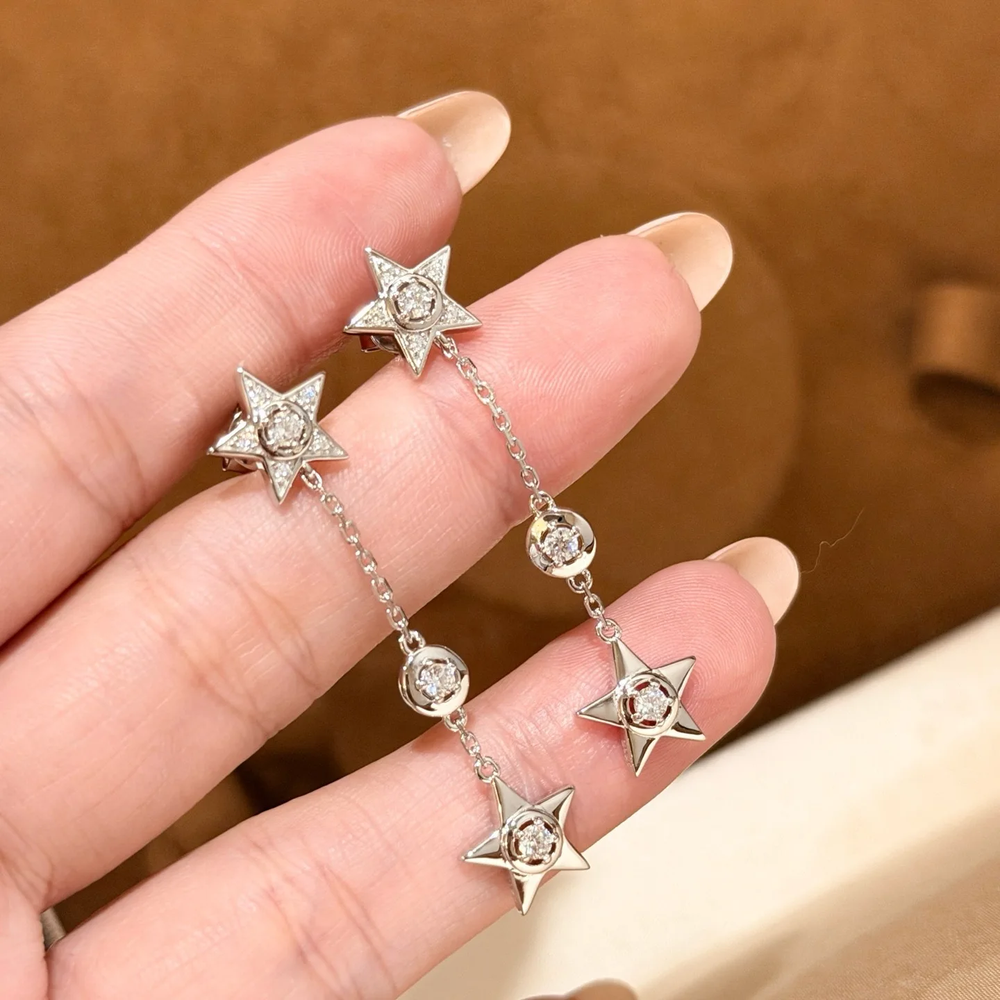 Star Drop Earring 925 Sterling Silver Lab-Grown Diamonds  Long Tassel Earrings For Women Fine Jewelry Wedding