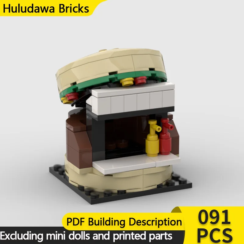 

City Street View Model MOC Building Brick Burger Food Stall Modular Technology Children Holiday Gifts Assemble Toys Suit