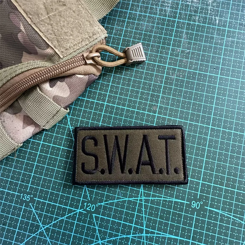 SWAT Morale Badge Embroidery English Identity Recognition Emblem Hook and Loop Tactical Patches Military Armband